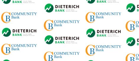 Dieterich Bank and Community Bank of Trenton logo's alternating on the image.